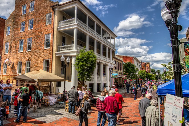 The Old Town Mall in Winchester, VA featuring the newly renovated Taylor Hotel.