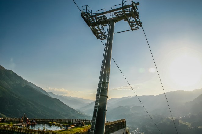 What a site for an awesome pool party.  That ski lift goes to the Alpendorf Ski area in Austria.