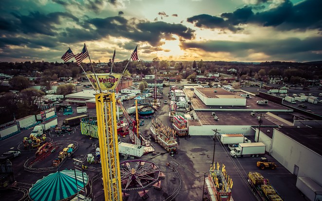 The beginning stages of set-up and prep for the carnival at this year's Apple Blossom Festival.